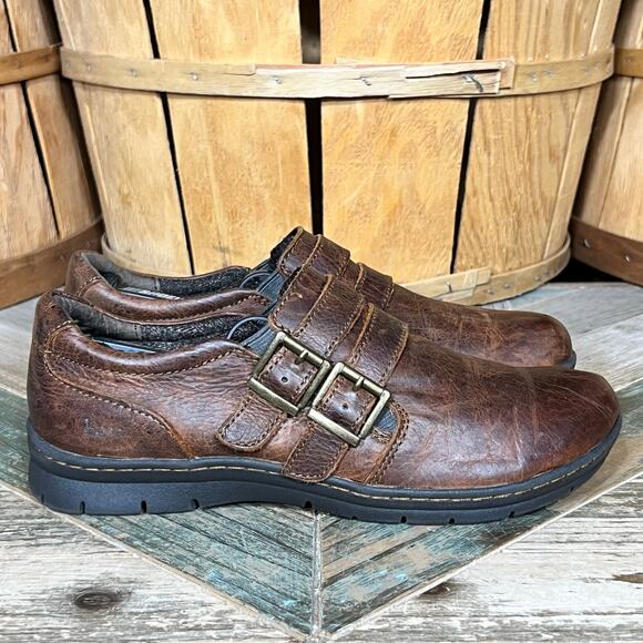 BOC Ocala Monk Strap Brown Leather Double Buckle Slip-On Loafers Womens Size 6.5 - Picture 1 of 12